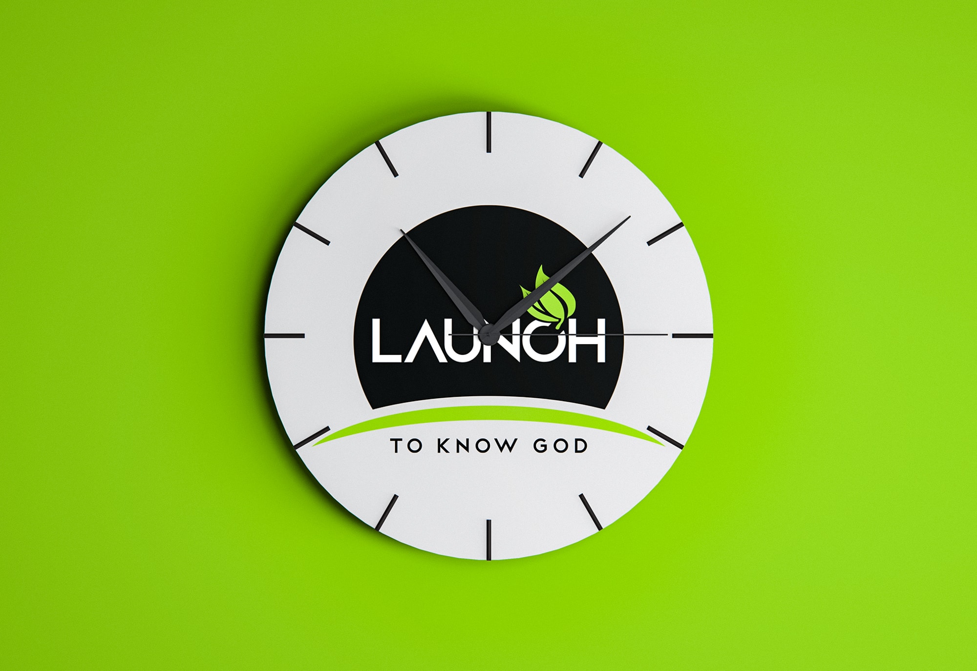 Launch Logo Design on Wall Clock by Matcha Design Launch Logo Design on Wall Clock