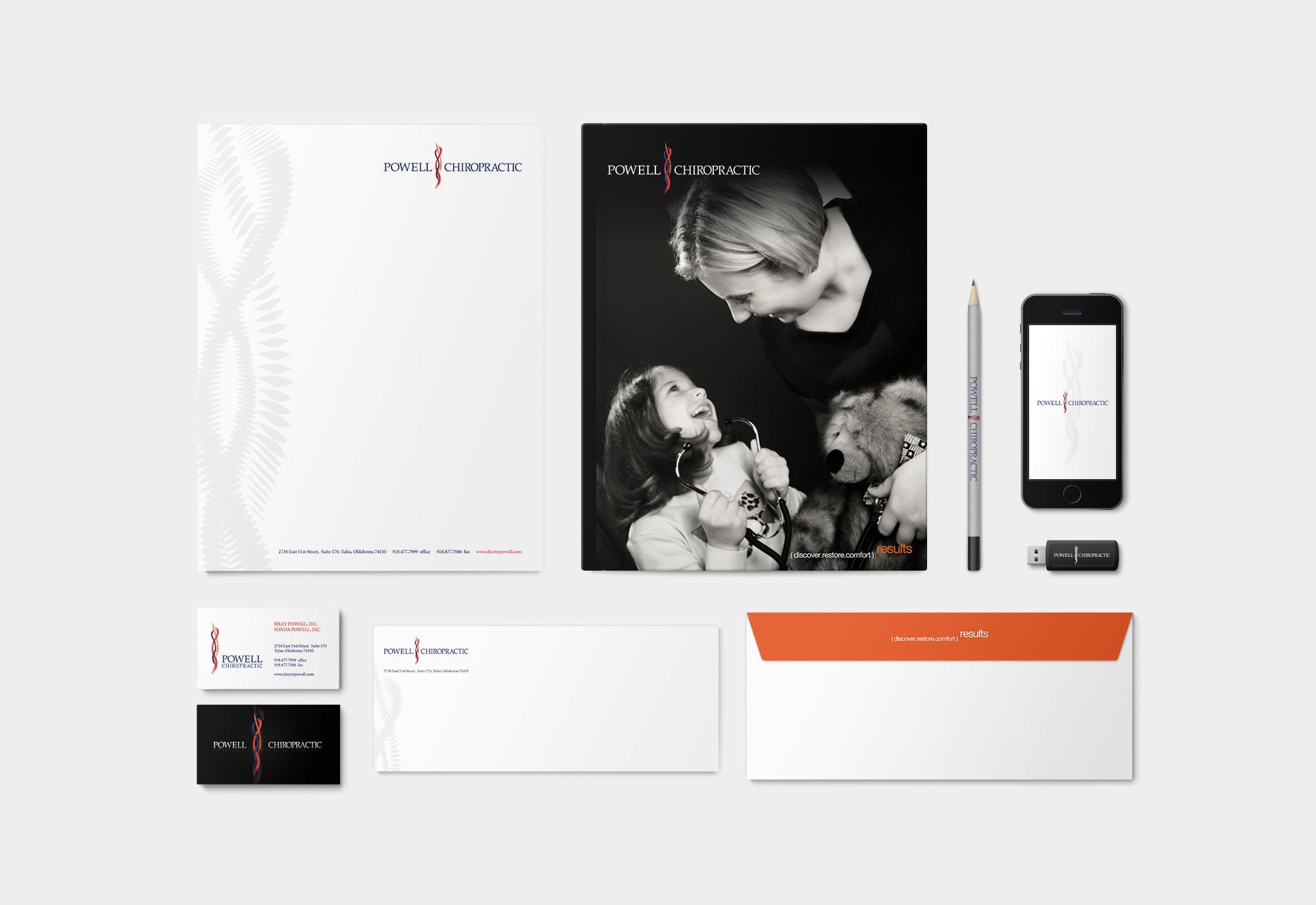 Powell Chiropractic Brand Development Stationary by Matcha Design Powell Chiropractic Brand Development Stationary