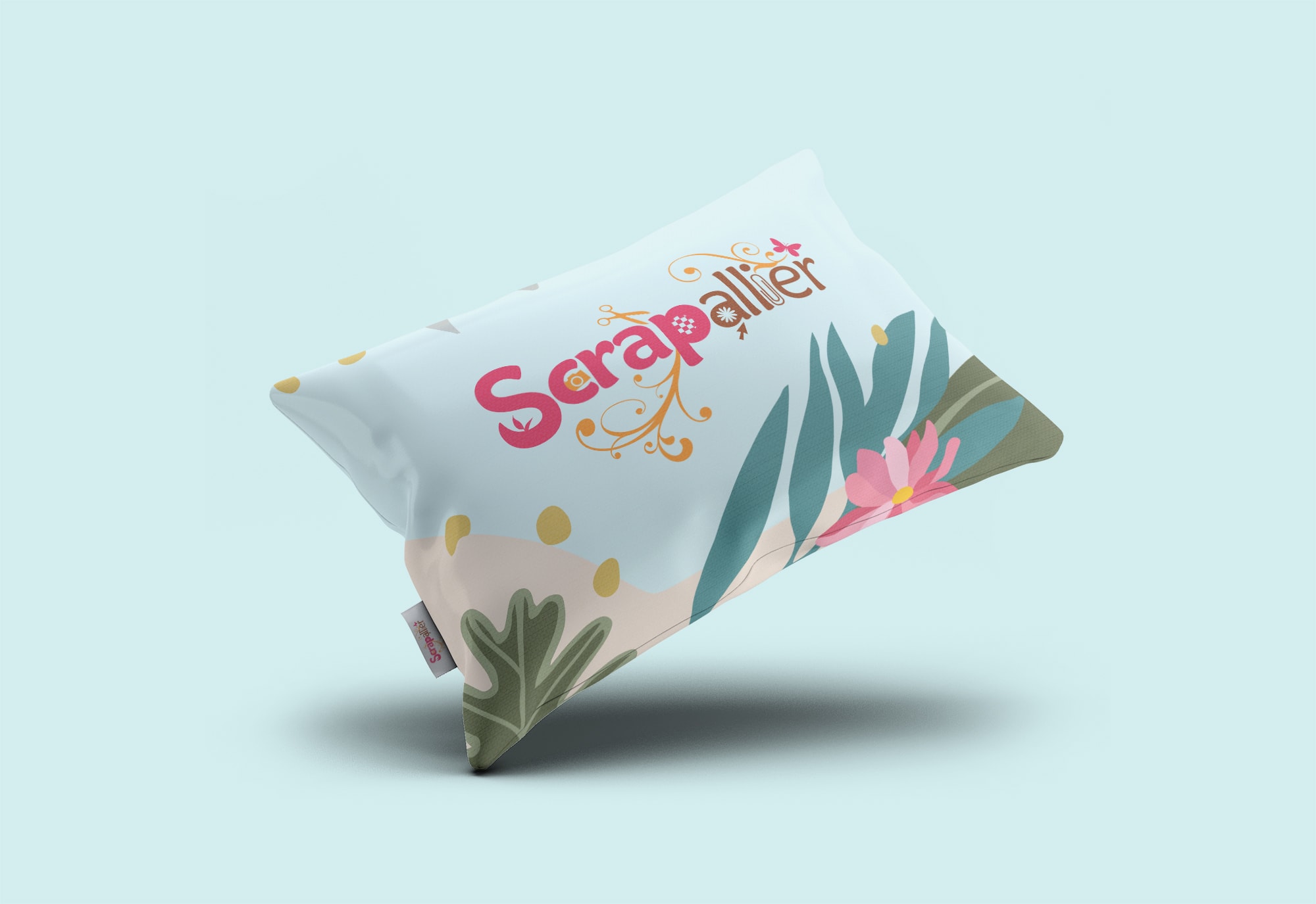 Scrapallier Logo Design on Pillow by Matcha Design Scrapallier Logo Design on Pillow by Matcha Design